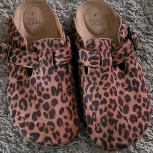 Cheetah print croc style shoes